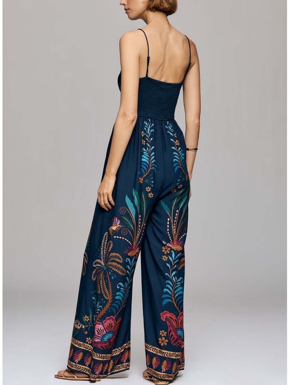 New FARM Rio x Anthropologie V Neck Wide Leg Jumpsuit - Picture 2 of 4